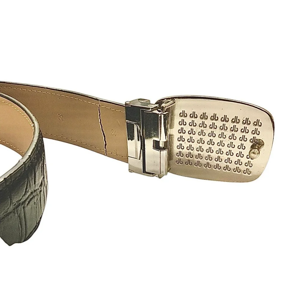 Druh Black Crocodile Leather Belt W/Alabama Crimson Tide Buckle Sz 34